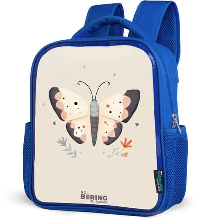NoBoringSuitcases.com® - Rugzak blauw - Schooltas jongens - Vlinder in neutrale pastel kleuren - Kinder rugtas jongen - Boekentas kind - Kinderrugzak voor school - Schoolrugzak