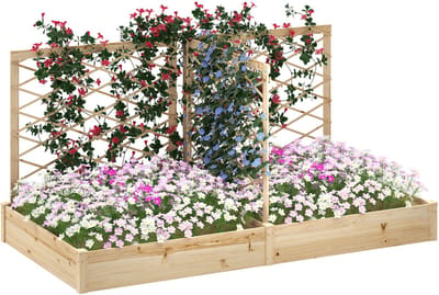 Outsunny-Multifunctioneel tuinbed-Sparrenhout-222x114x109cm-Natuurlijk hout