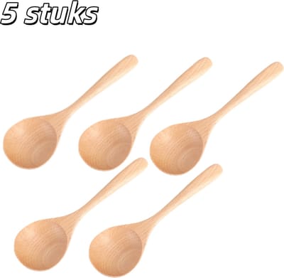 5 stuks - Lepels - Brede lepels - Rijstlepels - Lepels voor antiaanbakpannen - Soeplepels - Geschikt voor het serveren van rijst en soep - 20 cm lang x 6 cm breed - Geel