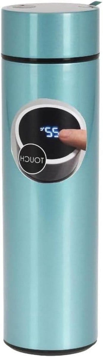 Isolatiekan met thermometer - RVS thermoskan - Dranken warm houden - Geïntegreerde thermometer - 1 Liter - Zilverkleurig