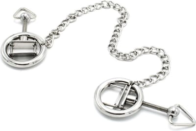 Kiotos - Stalen Tepelklem Ringen Met Ketting - RVS - Lengte Ketting 38 cm