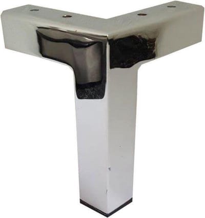 FLE - Stalen meubelpoot chroom hoek 3 bij 3 cm en hoogte 13 cm (koker 3 x 3 cm)