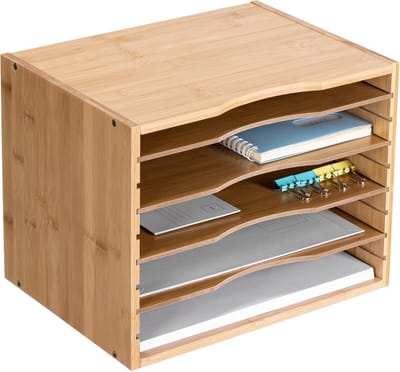 Famanu – Bamboe bureau organizer tray – 33x24,5x26 cm – voor magazines, brieven en schrijfwaren
