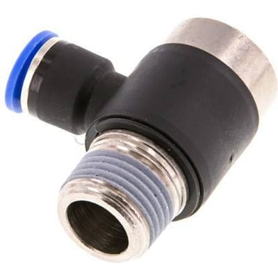 10mm x R1/2'' 90 graden L-vorm Messing/PA 66 Insteekfitting Buitendraad Binnenzeskant Draaibaar NBR