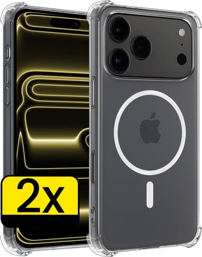 Hoesje - 2 Stuks - Geschikt voor Apple iPhone 17 Pro - Magsafe Compatible - Sterk & Shockproof - Back Cover - Shock Proof Case - Telefoon Hoes - Telefoonhoesjes - Transparant