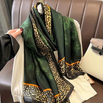 Luxe Groene Zijden Sjaal 90*180Cm Dames Zachte Gladde Sjaals Hoofddoek Hijab Buiten Sjaal Lange Sjaal Strandlaken 90X180CM black