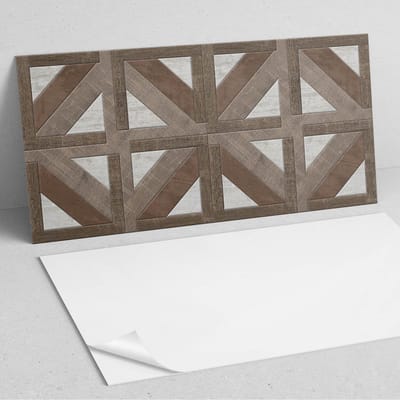 Coloray Wandpanelen Zelfklevend - Geometrie van hout en beton PVC Wandpaneel - 100 cm x 50 cm - Bruin Wandbekleding Zelfklevend - 1 stuk - Texturen Wandpanelen Zelfklevend - Wandpaneel Keuken - Wandpanelen Badkamer