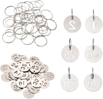 Metalen Nummerplaatjes - Genummerde Tags - Voorraad Beheer - Roestvrij Staal - 50 Stuks - Zilver