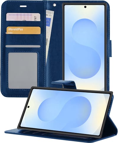 Hoesje - Geschikt voor Samsung Galaxy S25 Ultra - Luxe Bookcase - Walletcase Hoes - Portemonnee - Cover - Telefoonhoes - Donkerblauw