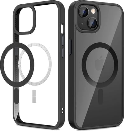 Hoesje geschikt voor iPhone 13 MagSafe Hoesje Zwart - Hoes geschikt voor iPhone 13 MagSafe Case Transparant Zwart - Magsafe Hoesje geschikt voor iPhone 13 - Shockproof MagSafe Hoesje geschikt voor iPhone 13 Transparant Hoesje Zwart