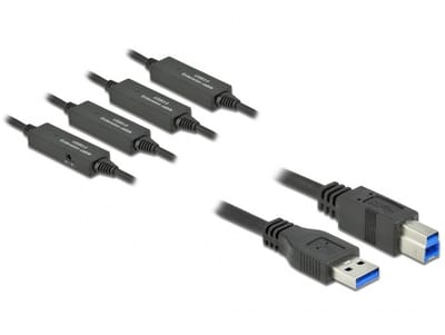 Delock actieve USB-A - USB-B kabel | USB3.0 5 Gbps | 20 meter