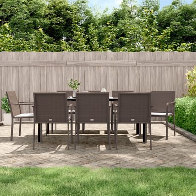 vidaXL - 9-delige - Tuinset - met - kussens - poly - rattan - en - staal