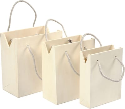 Tas met hengsel, H: 12+14+16 cm, D: 5+7+9 cm, B: 16+16,5+18 cm, 3 stuk/ 1 set
