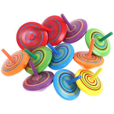4 Stuks Kleur Houten Tol Speelgoed Traktatie Kinderen Verjaardag Gast Cadeaus Babyborrel Feest Bedankjes Vinger Spel Weggeefactie Pinata Vulling Goodie Bag red