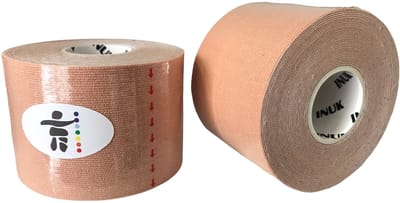 Inuk - Original Kinesiotape Sporttape 2 rollen - Beige - Kwaliteits tape wat blijft zitten ook onder water - IOC