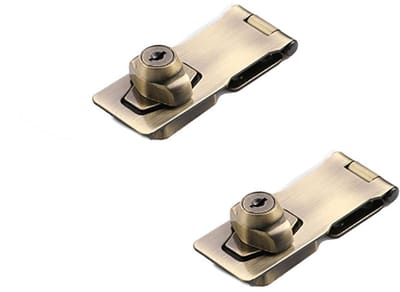 Dailygoods- Hangslot 2 Stuks - Zinklegering/IJzer - Duurzaam/Schokbestendig - Veiligheidsvergrendeling - Eenvoudige Installatie - Brons 87x33mm - Deurslot
