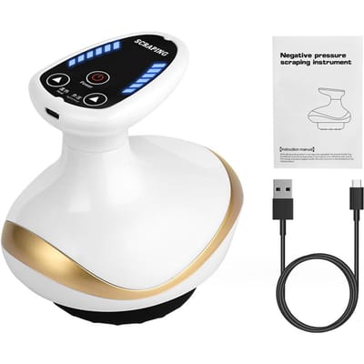 Elektrische EMS Lichaamsmassager Cupping Massage met LCD-scherm Guasha Schrapen Vacuüm Zuignap IR Verwarming Vetverbrander Afslanken wit