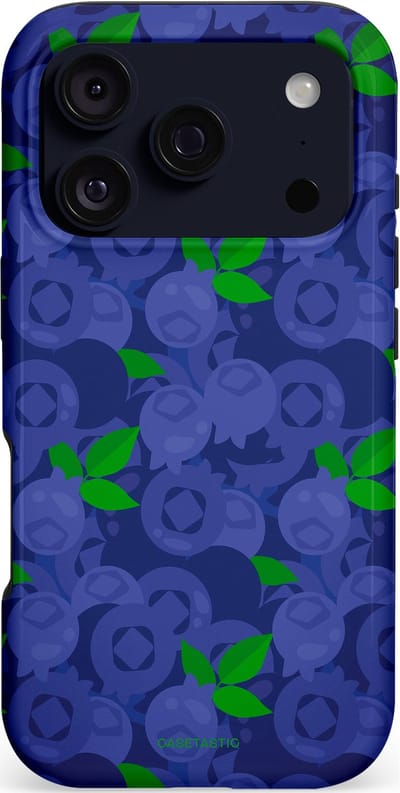 Casetastic hoesje geschikt voor Apple iPhone 17 Pro - MagSafe - Dubbellaagse bescherming - Berrytastic Blauwe Blueberry Bessen - Fashion Case - Donkerblauw Groen