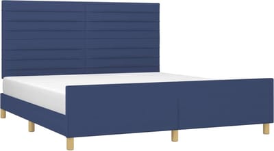 vidaXL - Bedframe - zonder - matras - stof - blauw - 160x200 - cm