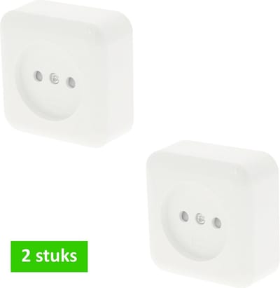 TQ4U wandcontactdoos | opbouw | zonder randaarde | hoogte slechts 26 mm ! | polar wit | 2 STUKS