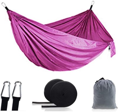 Camping Hangmat - Dubbele Hangmat - Ontspannen Buiten - Boomvriendelijke Riemen - 270x140 cm - Roze