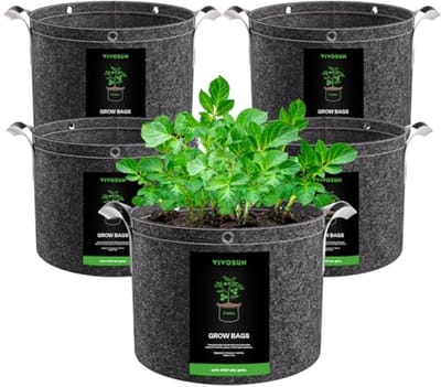 Kweekzakken 5-pack 20L - Dikke vliesstof met handgrepen voor aardappelen, tomaten en aardbeien