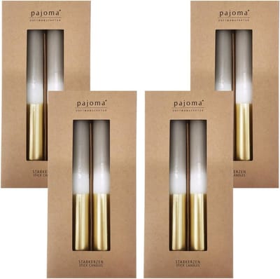 Set van 16 Lange Kaarsen (9,5 cm) Beige Wit Goud - 5 Uur Brandtijd - Elegante Tafelkaarsen