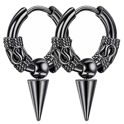 Fako Bijoux® - Punk Gothic Oorringen Vintage - RVS - Spike - 16mm - Zwart