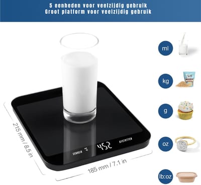 Nexvo® Keukenweegschaal Digitaal Met Kom - Keukenweegschaal - Keukenweegschaal Digitaal - Zwart - 22cm x 18cm x 3cm