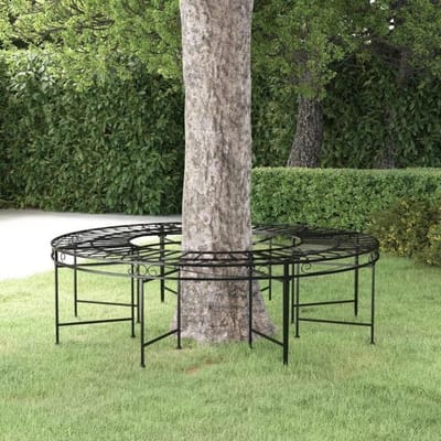 Maison Exclusive - Ronde boomstamzitbank Ø160 cm Zwart Staal