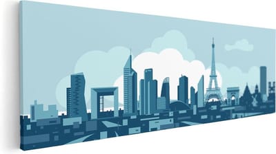 Artaza Canvas Schilderij Skyline - 60x20 cm - Wanddecoratie Parijs - Muurdecoratie Frankrijk - Kamer Accessoires