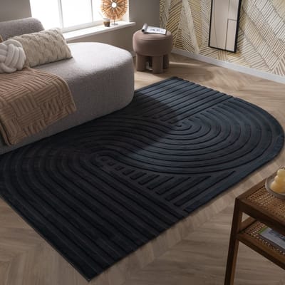 Fraai Organisch vloerkleed - Flowy Wavy Antraciet - 160x230cm