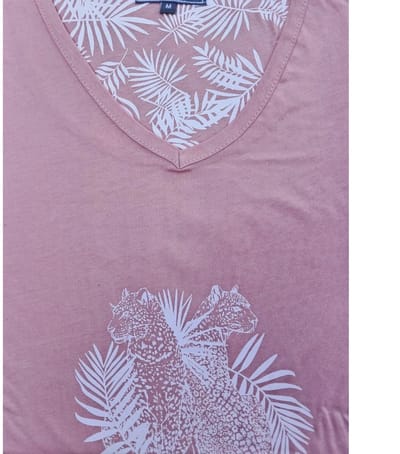 Cocodream dames nachthemd korte mouw - maat XL - Wildlife - 100% katoen - roze