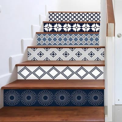 Trapsticker Set van 12 - Waterdichte Tegelstickers - Zelfklevende Peeling en Stick - Voor Glad Oppervlak - 100 cm x 18 cm - Blauw - Tegels