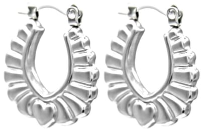 Oorbellen - Hart en Reliëf - Oorringen - RVS - 2,2 cm - Zilverkleurig – valentijn – cadeau