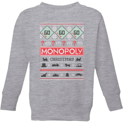 Monopoly Kids' Christmas Sweatshirt - Grey - 146/152 (11-12 jaar) - Grijs