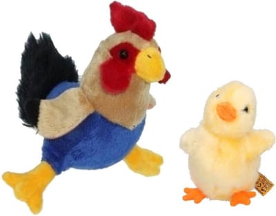 Pluche kippen/hanen knuffel van 20 cm met geel pluche kuiken 12 cm - Paas/pasen decoratie