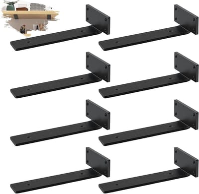 Robuuste L-vormige metalen wanddragers voor zwevende planken - 8 stuks voor thuisopslag en decoratie (30 cm)