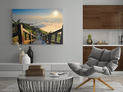 Canvas Schilderij - Zonsopkomst - Landshap - Natuur - Wall Art - 60x40x2 cm