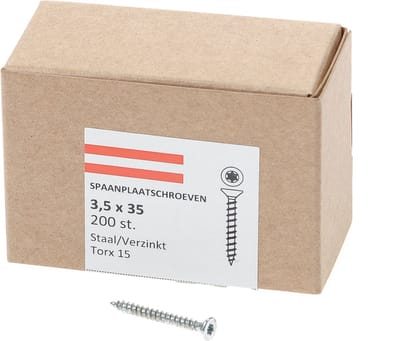 Hoenderdaal Spaanplaatschroef verzinkt platverzonken kop TX15 voldraad 3.5X35 (per 200 stuks)