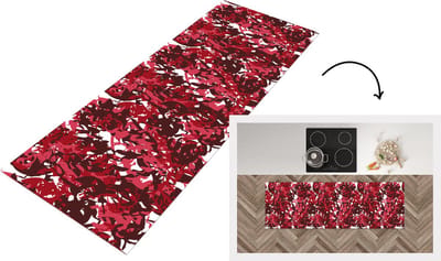 Keukenloper - Loper keuken - Patroon - Jungle - Rood - 150x50 cm - Keukenloper vinyl