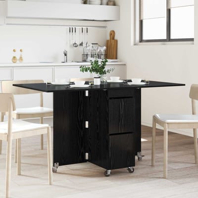 vidaXL - Eettafel - 140 - x - 80 - x - 77 - cm - Bewerkt - hout - Zwart - eiken - Rechthoekig