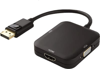 DisplayPort naar HDMI Adapter + VGA + DPI - HDMI Kabel - DisplayPort Verloopstuk - HDMI Poort - VGA Poort - DPI Poort - Monitor Kabel - 4K Ultra HD 30Hz - 3 in 1 Adapter