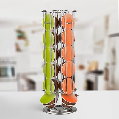 Dolce Gusto Capsulehouder – Draaibare Koffiecapsule Houder – 24 Capsules – Metaal / Chroom [BW1001B]