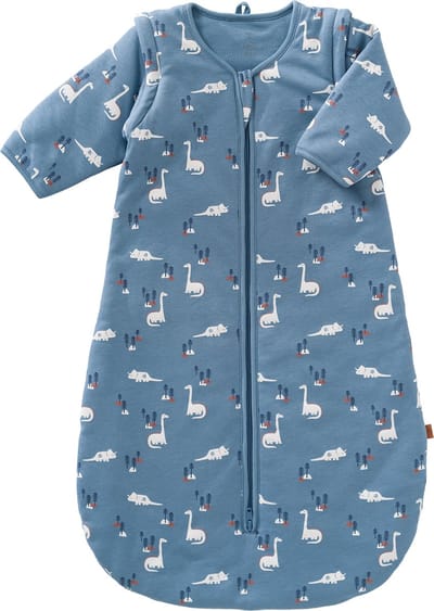 Fresk Slaapzak Baby Winter - 6-12M - 90 cm - Interlock met Lichte Voering - Biologisch Katoen - Zacht en Ademend - TOG 2.8 - Blauw - Dino