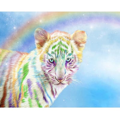 5D bricolage diamant brodé diamant mosaïque tigre arc-en-ciel diamant peint croix strass 20X30CM beige