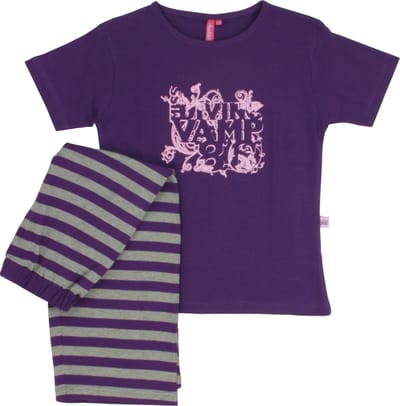 AnnaRebella Meisjes Pyjama - 100% Katoen - Paars - Maat 140