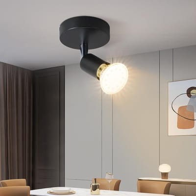 Glitzerlife - Plafondspot Plafondlamp - 1xGU10 fitting - draaibaar 330° en kantelbaar 90° - Opbouwspot minimalistisch - metaal - Ø7.7cm - zwart