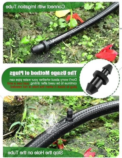 Set met druppelirrigatie, 50 + 2 stuks druppelslang-perforator voor 1/4 inch slangen, ideaal voor tuinirrigatiesystemen en waterbesparing