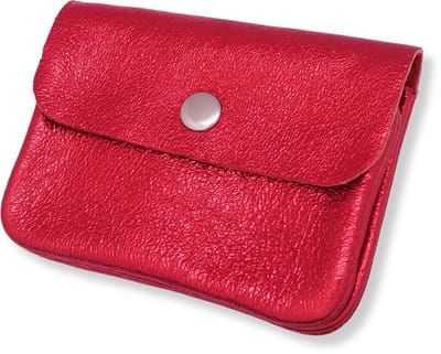 Bijoutheek Portemonnee Leer Italiaans Metallic Rood